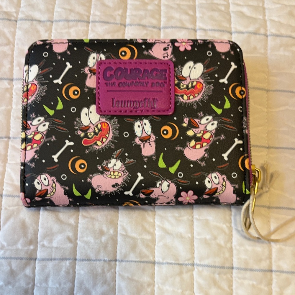 Loungefly Courage the Cowardly Dog Black and Pink Wallet